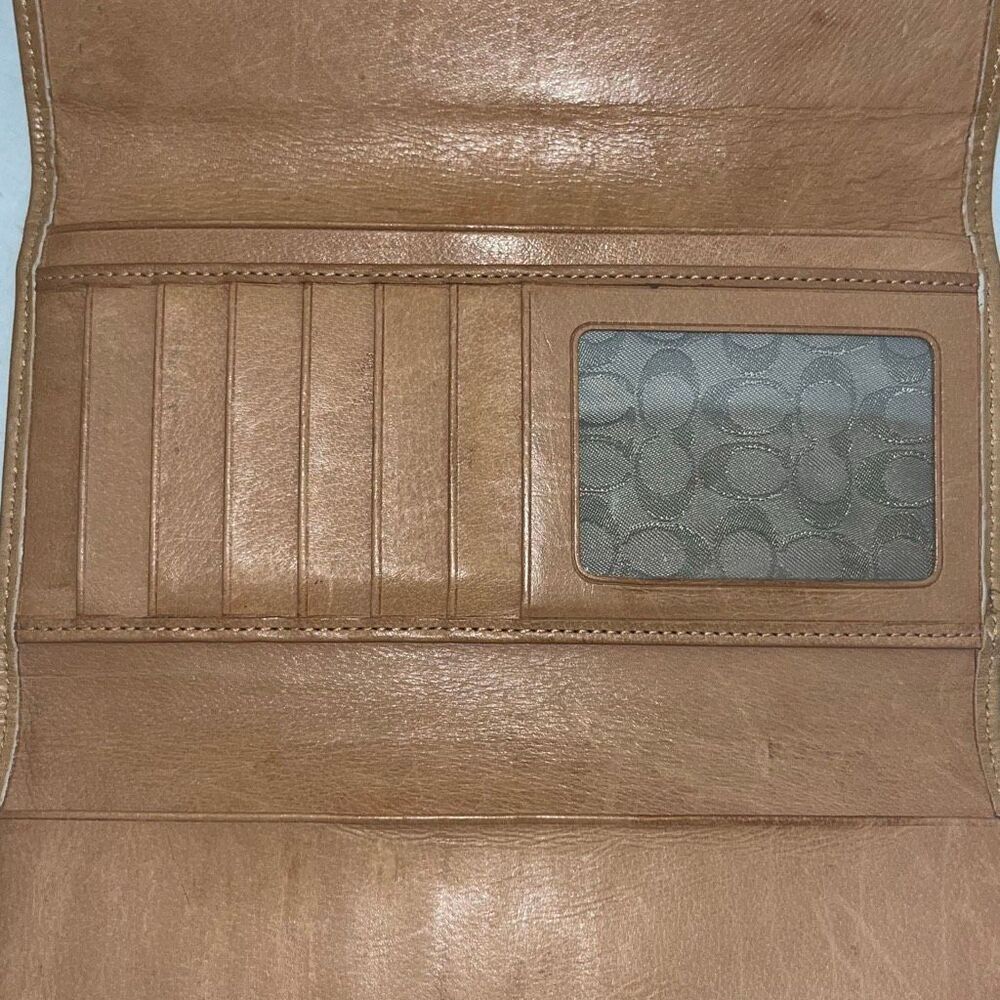 Coach Women's Light Tan Hampton Bill Card Coin Tri-Fold Leather Wallet - Picture 7 of 11